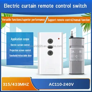 Smart Home AC110-240V Wireless 3 Buttons Remote Control Switch 433mhz Switch Controller For Electric Curtains