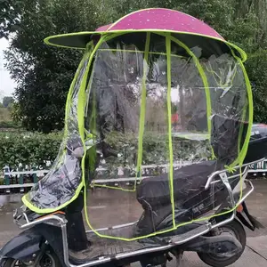 DD766 -2 Full Covered Electric Bike Umbrella Outdoor Windproof Sunshade Cover Motorcycle Umbrella Scooter Umbrella For Rain