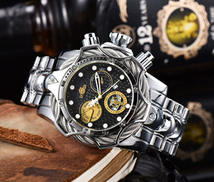 Montre Homme INVIC à Cadran Large, Bracelet en Acier Inoxydable, Sportive et Étanche, Style Clown, Vente Chaude Transfrontalière Europe-Amérique - Product Image 3