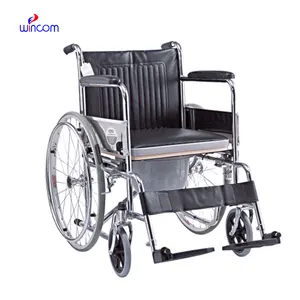 轮椅手动轮椅残疾人轮椅钢，带镀铬轮椅，带马桶，适用于残疾人