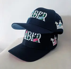 Benutzer definiertes Logo 5 Panel Mesh Hut Außenwerbung hochwertiges schwarzes Logo auf schwarzen Kappen Baseball mützen