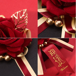 Corsages de boda Xijiale, conjunto para novia y novio, boutonnieres de rosas rojas para la ceremonia de boda - Product Image 3