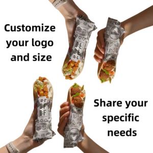 Purchase Products <b>Custom</b>-printed logo <b>Wax</b> Oil Paper pink and White Food Paper Bag Doughnuts Shaweima Wraps Croissants Packaging - Product Image 4