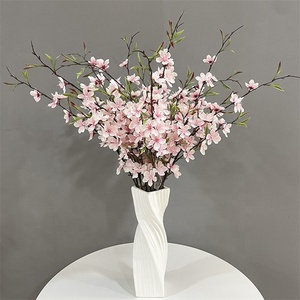 Nouvelles Branches de Fleurs Artificielles en Soie Blanches et Roses, Motif Cerisier et Pêcher, pour Décoration de Centre de Table Maison, Mariage et Fête - Product Image 2