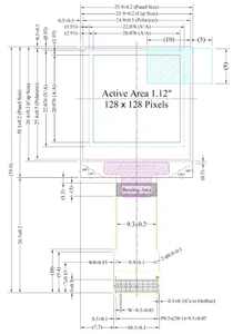 高品质小型有机发光二极管显示器1.12英寸1.12英寸有机发光二极管面板128x128像素20针单白色连接器小型有机发光二极管 - Product Image 3