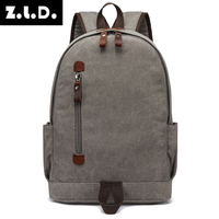 ZUOLUNUO Mochila Personalizada al por Mayor de Lona Vintage con Detalles en Cuero, Mochila Unisex Casual para Viajes, Escuela, para Hombres y Mujeres