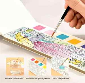 Grosir Cat saku dengan coretan air buku mewarnai untuk anak-anak gambar cetak buku mainan Set dengan sikat - Product Image 5