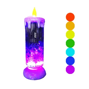 假日旋转闪光水RGB变色雪纪念庆典派对礼品装饰蜡烛茶发光二极管蜡烛灯
