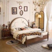 Lit plateforme king-size de style chinois, esthétique Song, broderie de style antique, bois de caoutchouc massif