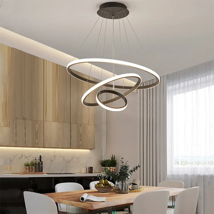 Candelabro de anillo circular moderno, luces ajustables para sala de estar, dormitorio, cocina, iluminación Interior, gran oferta