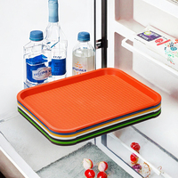 Plateau de service portable en plastique PP commercial, design moderne, motif color block, sept couleurs, compatible avec les aliments