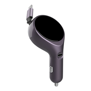 Nouveaux produits 2026, adaptateur de chargeur de téléphone de voiture USB avec câble USB C rétractable 30W, charge super rapide, chargeur de voiture USB 2 en 1 - Product Image 1