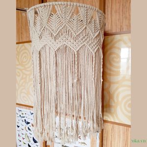 Pantalla de Lámpara de Macramé de Algodón Lavable Hecha a Mano, Estilo Boho, Cubierta de Lámpara Colgante Tejida para Decoración de Dormitorio de Lujo, de Vietnam - Product Image 5