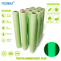 Vinilo Fotoluminiscente Autoadhesivo YEEMAX PET/PVC, Azul Brillante en la Oscuridad, Imprimible Digitalmente, Personalizable, para Señalización de Salidas y Seguridad Vial, Venta al Por Mayor