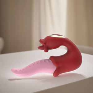 USB Oplaadbare Roze Rode Tong <span class=keywords><strong>Dildo</strong></span> Vrouwelijke Plaagdildo Realistische Grote Mond Seks Speelgoed - Product Image 4