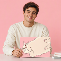 MAIRUIGE Alas Mouse Gaming PC Karet Anti Selip Bergaya Keren dengan Pola Kucing Lucu Latar Belakang Pink 400x900mm 3mm Tersedia di Stok