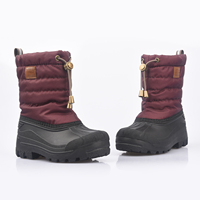 Bottes de neige pour enfants, couleur vin rouge, avec doublure chaude et ajustement réglable grâce aux cordons, pour une utilisation en extérieur
