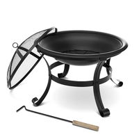 Table de foyer extérieur moderne au charbon de bois en acier Corten thermolaqué, portable et autoportante avec couvercle pour jardin, camping et fêtes