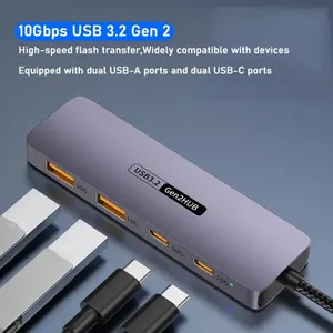 High Quality 4 Ports USB 10Gbps Hub with USB Hub <strong>Type</strong> C 3.2 Gen 2 3.2 Usb Hub <strong>Data</strong> Transmission Splitter for Laptop PC <strong>Computer</strong> - Product Image 3