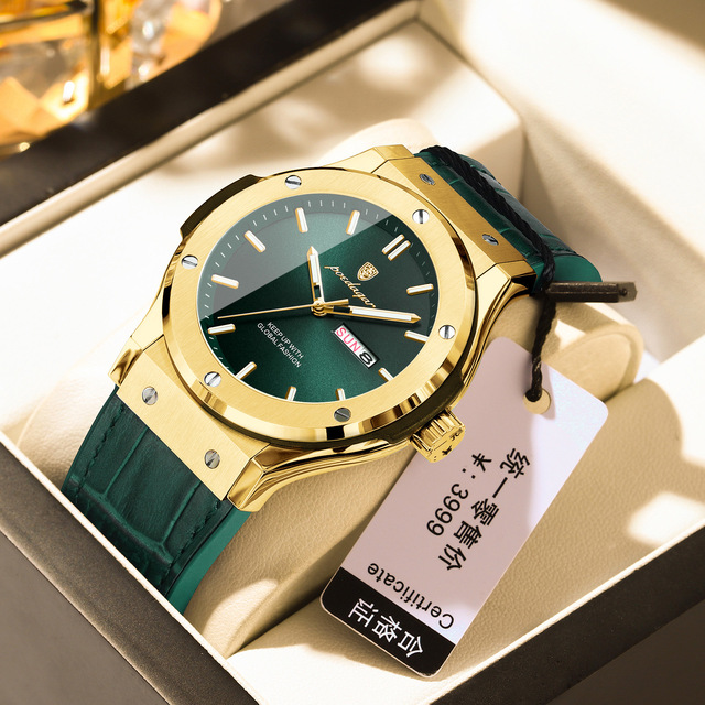 POEDAGAR 952 New Hot Sale Quartz Watch for Men High Quality Relojes Leather Strap Date Men's Watch Luxury Waterproof Wristwatch