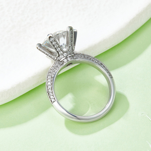 Anillo de Boda de Plata de Ley 925 Chapado en Platino con Moissanita de Media Montura para Mujer, 5.0 Quilates, Grado D, Corte Brillante, Engaste de Puntas - Product Image 6