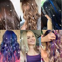 12 extensions cheveux à clipser 24 pouces à paillettes colorées Kit d'accessoires pour cheveux de fée pour femmes filles enfants
