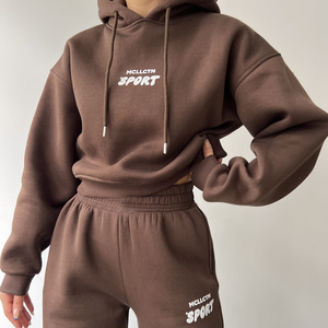 Sweat à capuche personnalisé imprimé bouffant Y2K automne automne femmes dames deux pantalons ensemble de jogging poche de sueur survêtement 2 pièces ensembles de pantalons - Product Image 1