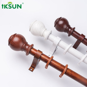 IKSUN vente en gros en aluminium Double support en <span class=keywords><strong>bois</strong></span> fleuron salon <span class=keywords><strong>tringle</strong></span> à rideaux ensembles décoratifs - Product Image 3