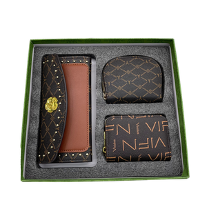 Bolso de mano de lino unisex de tres piezas de PU, estilo vintage 2026, de marca de nicho de alta gama, superventas transfronterizo, con caja de regalo y tarjetero. - Product Image 1