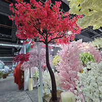 Maßgefertigter Gebogener Stamm 1,9m Künstlicher Rosa Kirschblütenbaum Faux Sakura Blütenbaum für Hochzeit Hotel Innendekoration
