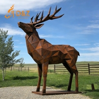 Sculpture de cerf géométrique abstraite sur mesure en acier corten de D&Z Art Group pour décoration d'art animalier en métal d'extérieur
