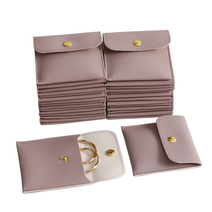 PUPPYSEW Wholesale 8x8cm Jewelry Bag Button Bag Faux <b>Leather</b> PU <b>Bracelet</b> Earrings Ring Packaging Bag Without logo Fast Shipping - Product Image 1