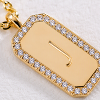 Pendentif rectangulaire personnalisé Mylove Chic en laiton plaqué or 18 carats avec micro-pavé de zirconiums cubiques et initiale, chaîne pour femme, cadeau bijoux