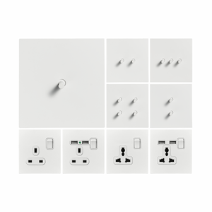 Interrupteur mural à bascule en acier inoxydable blanc extrêmement simple, prise européenne française anglaise - Product Image 5