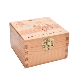 Caja de Almacenamiento de Madera Maciza con Tapa Abatible, Cuadrada, 12 cm, Caja para Joyería, Embalaje General - Product Image 4