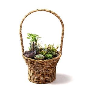AAA351 Portable Home Decor conservazione <span class=keywords><strong>in</strong></span> <span class=keywords><strong>vimini</strong></span> vaso succulento decorazione fatta a mano contenitore per piante cesto di fiori di paglia - Product Image 2