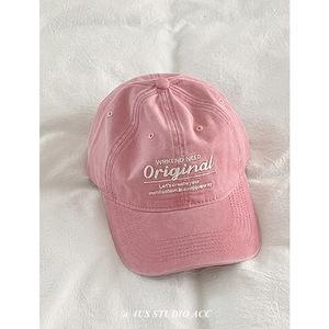 Washed Cotton <b>Baseball</b> <b>Cap</b> Embroidered Letter Design For Women Large Head Circumference Korean Style Soft Top Hat - Product Image 2