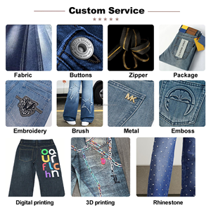 ZY High Waist Wide Leg Baggy Jeans hose Benutzer definiertes Logo Stickerei Streetwear Herren Baggy Denim Jeans Hose für Herren - Product Image 5