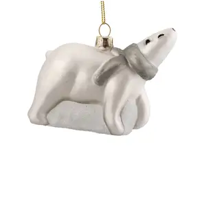 2021 hand blown Christmas glass polar bear figurines animal for decoration
