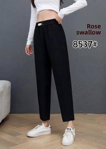 Pantalon en lin et coton de bambou à jambe droite, nouveau modèle d'été, teint en pièce, taille élastique, respirant - Product Image 4