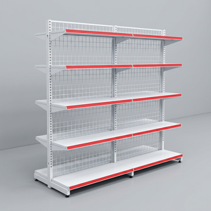 <b>Metal</b> Heavy Duty Galvanized Supermarket Shelf Gondola Display Rack <b>Grid</b> Shelf Quick Installation Custom Size for Grocery Store - Product Image 1