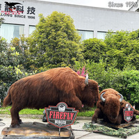 Bison animatronique réaliste grandeur nature, monstre de la jungle