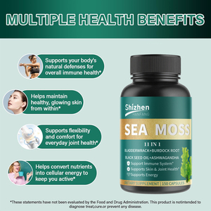 Integratore Alimentare di Muschio Marino OEM/ODM 150 Capsule con Fucus Vesiculosus, Radice di Bardana, Olio di Semi Neri e Ashwagandha - Product Image 3
