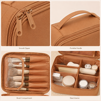 Trousse de Maquillage de Voyage en Gros Personnalisée en Oxford Grande Capacité, Étui Cosmétique avec Support pour Pinceaux, Double Fermeture Éclair et Poignée, Trousse de Toilette pour Femme