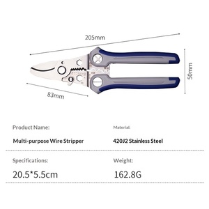 Coupe-câbles pour électricien, coupe-fils et câbles spécial, qualité industrielle, acier inoxydable, dénudeur de fils multifonction - Product Image 6