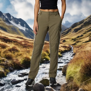 Pantalon de randonnée d'automne pour femmes grandes tailles, plusieurs poches, toile, fermeture éclair, imperméable, séchage rapide, léger, design décontracté - Product Image 2