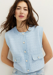 Custom 2026 Spring Luxury Boucl&eacute; Vest Designer <strong>Silver</strong> Button <strong>Waistcoat</strong> with Pockets, OEM/ODM by China Clothing Factory Lady Top - Product Image 4