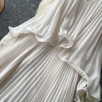 Robe longue décontractée 2026, robe française douce sans manches, plissée, élégante, pour femme, taille plus, imprimée, pour le bureau, vente en gros