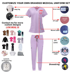 Ensemble de pantalons de travail médicaux respirants et anti-rides pour femmes, style jogger, sans couture, uniformes d'hôpital en spandex - Product Image 4
