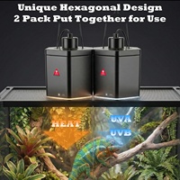 Lámpara de Calor para Reptiles 150W con Reflector Hexagonal, Gancho, Base Plana, Advertencia de Alta Temperatura, Bombillas Cerámicas UVB/UVA para Dragón Barbudo